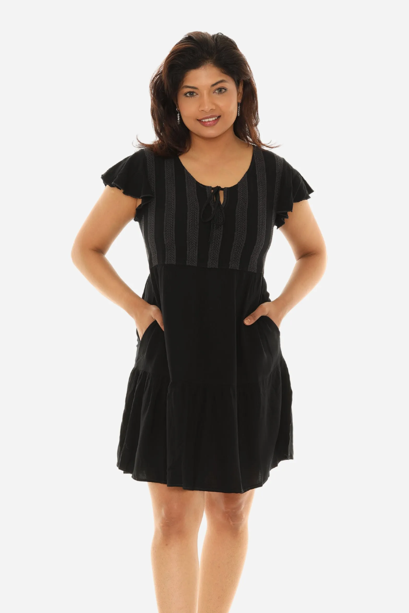 Tiered Midi Dress With Short Sleeves