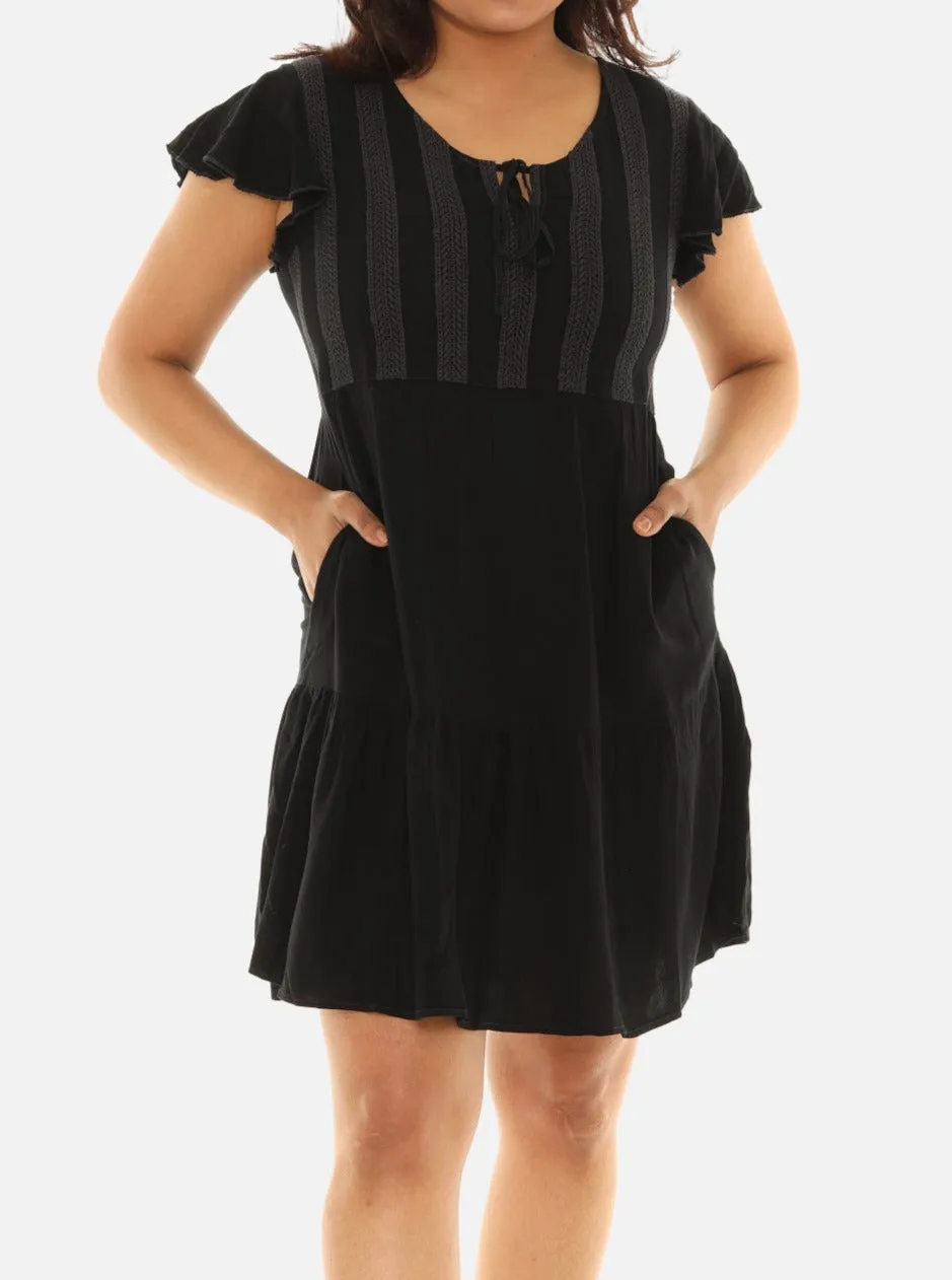 Tiered Midi Dress With Short Sleeves