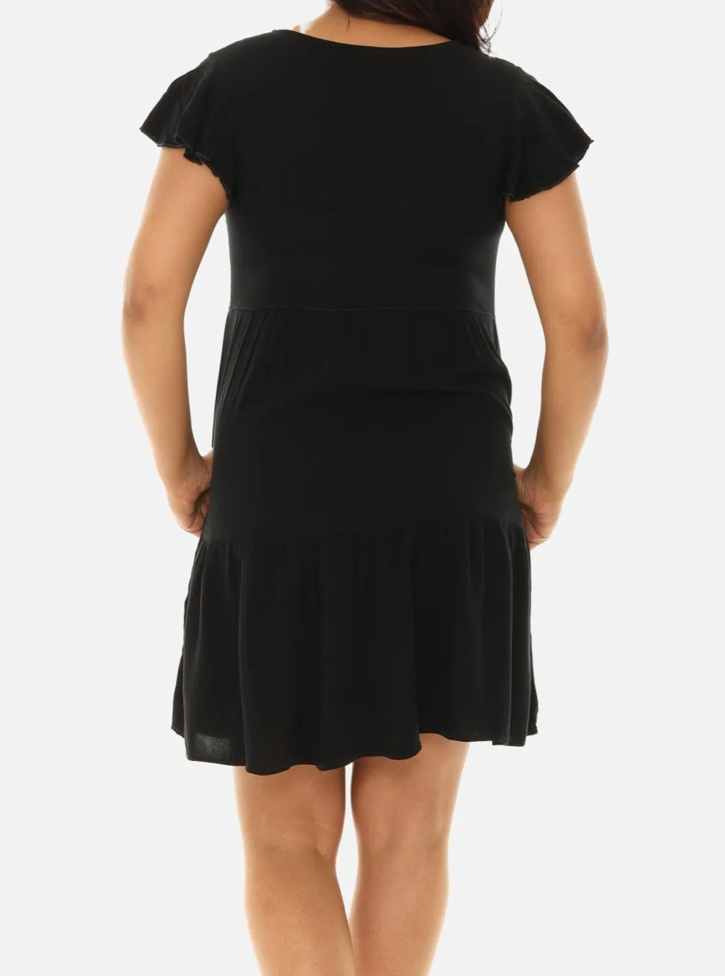 Tiered Midi Dress With Short Sleeves