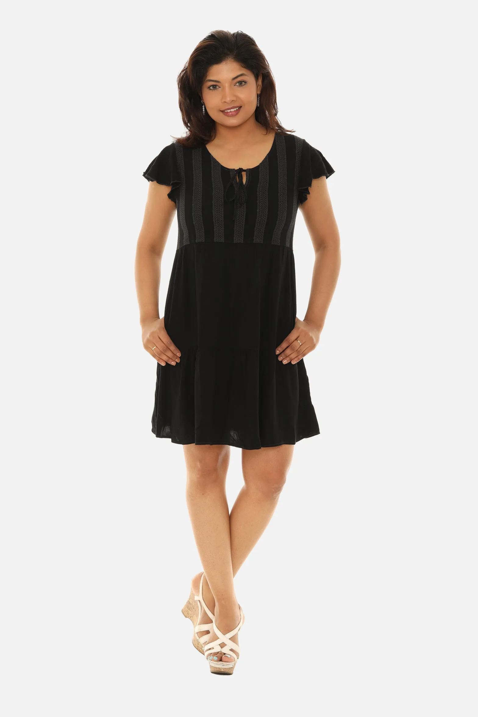 Tiered Midi Dress With Short Sleeves