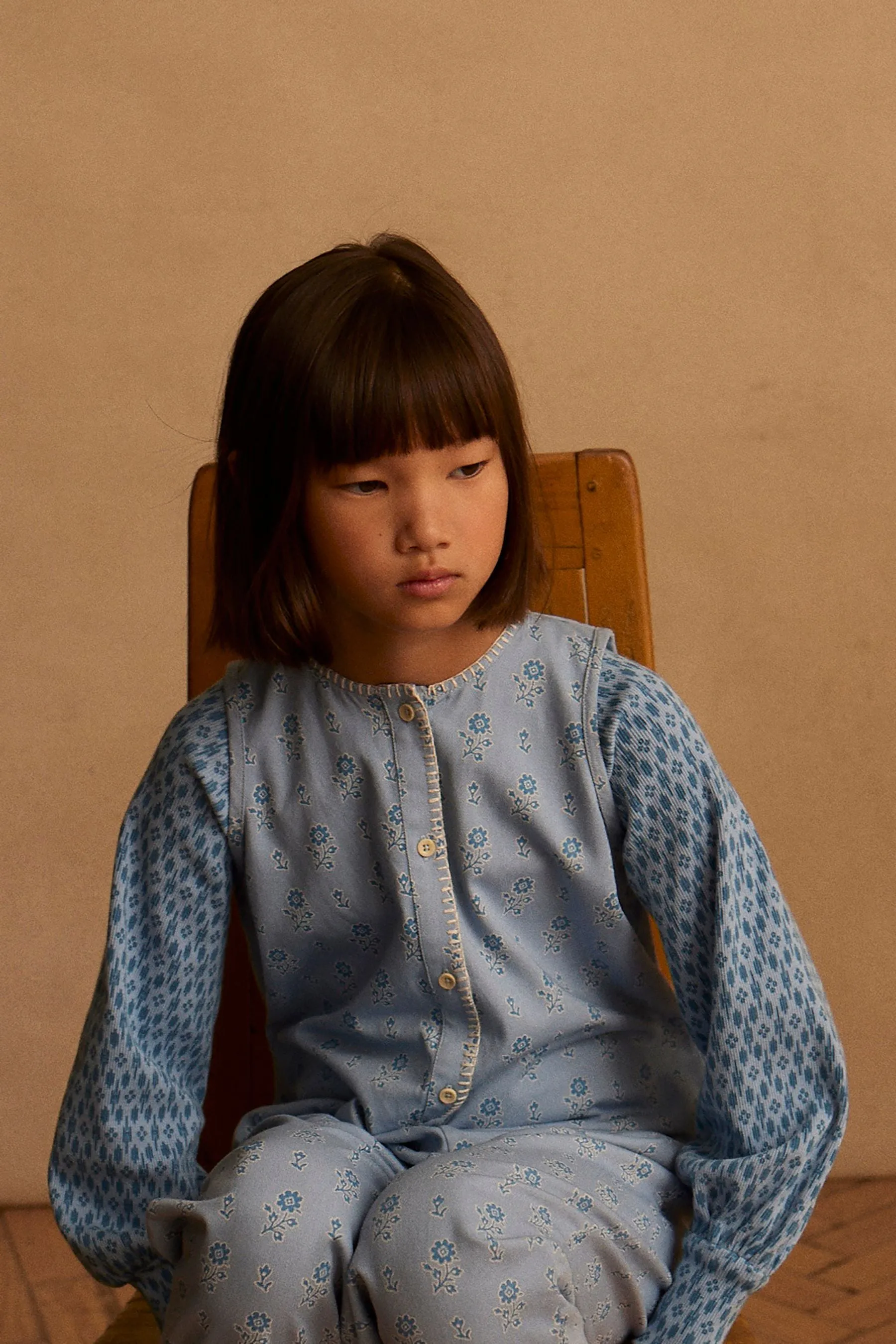 Tina Overall in Folk Floral Blue Mist