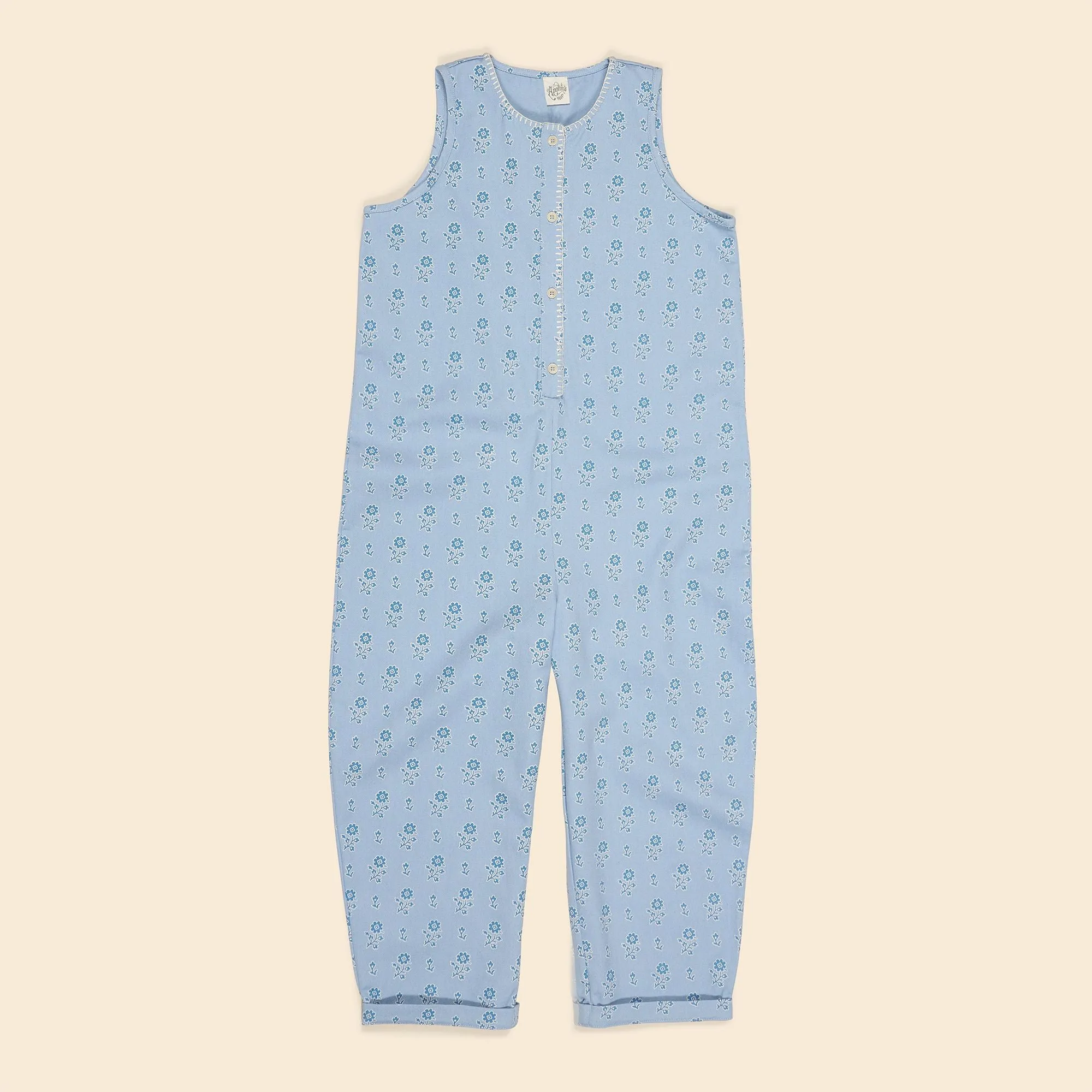 Tina Overall in Folk Floral Blue Mist