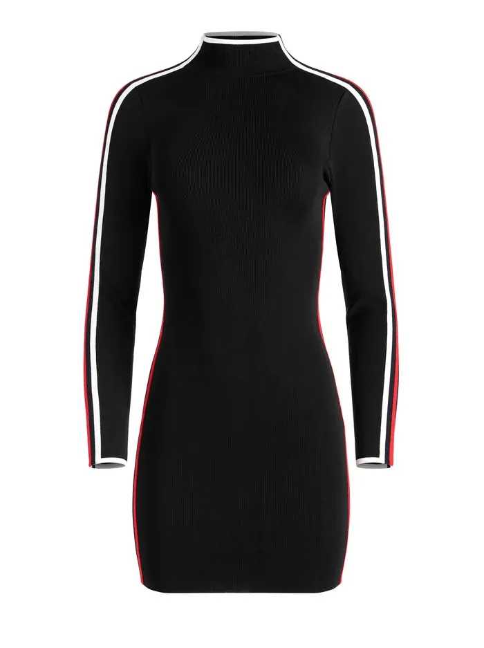 Toya Turtleneck Dress Black/Perfect Ruby - Alice   Olivia