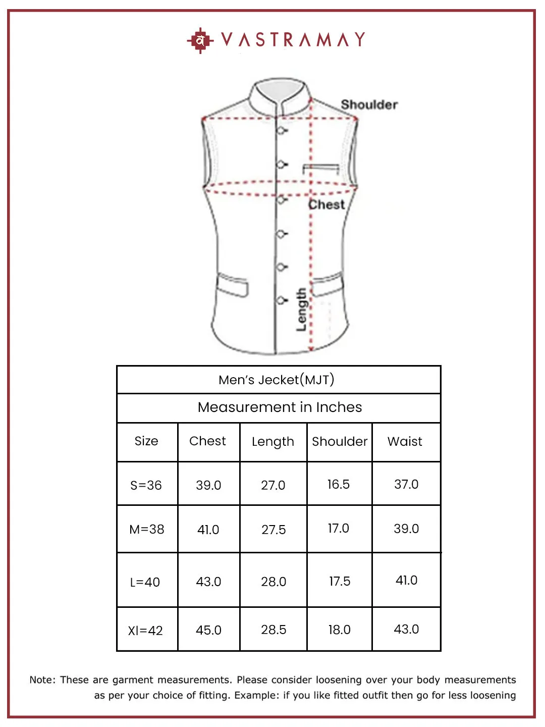 VASTRAMAY Men's Pink - Nehru Jacket