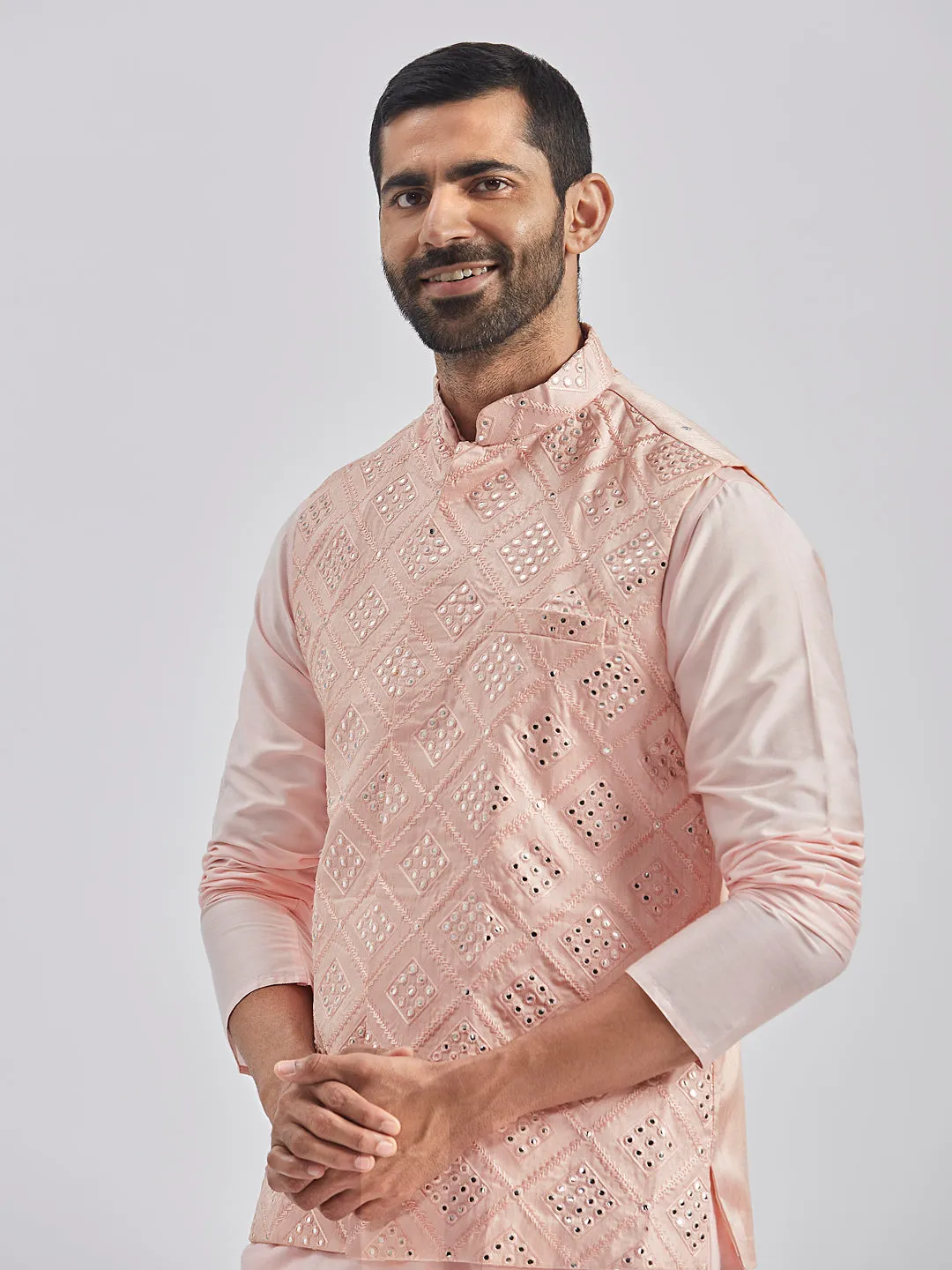 VASTRAMAY Men's Pink - Nehru Jacket