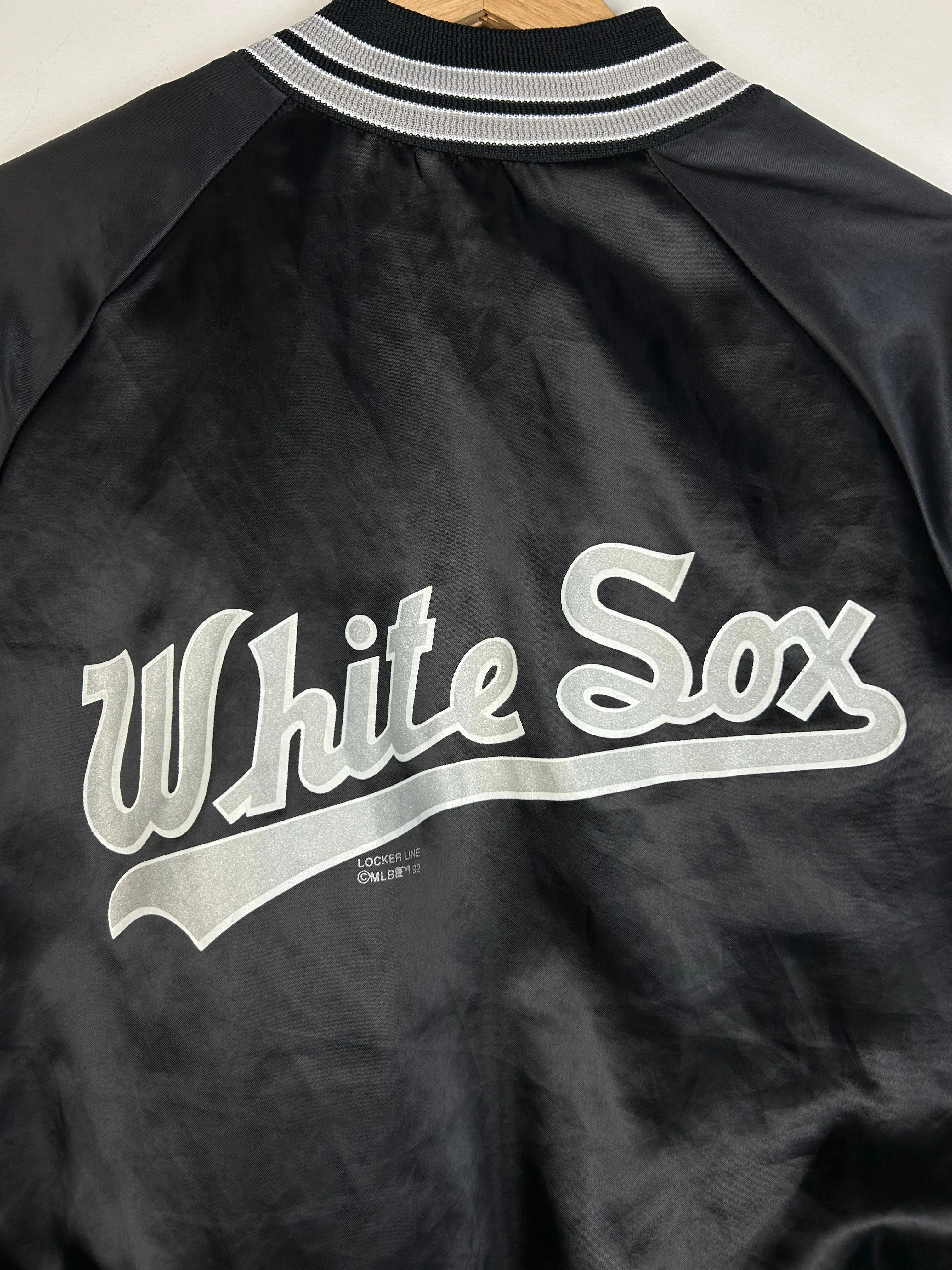 Vintage 90's Chicago White Sox Black Satin Varsity Jacket