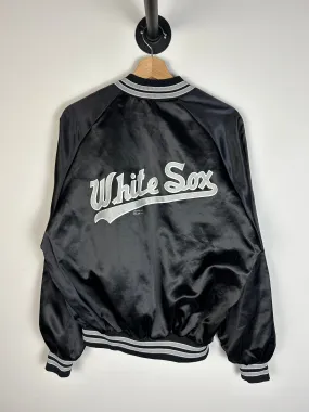 Vintage 90's Chicago White Sox Black Satin Varsity Jacket