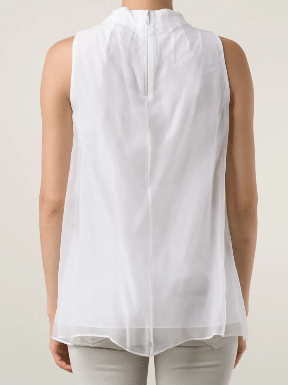 White Silk Double Layer Top