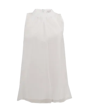 White Silk Double Layer Top