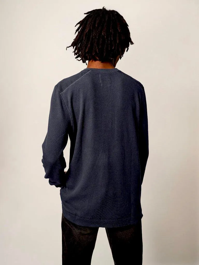 WHITE STUFF <BR>
Porter Waffle Henley Top <BR>
Navy <BR>