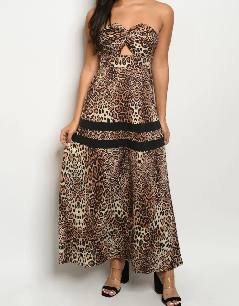 Women's Cheetah Print Maxi Sun Dress