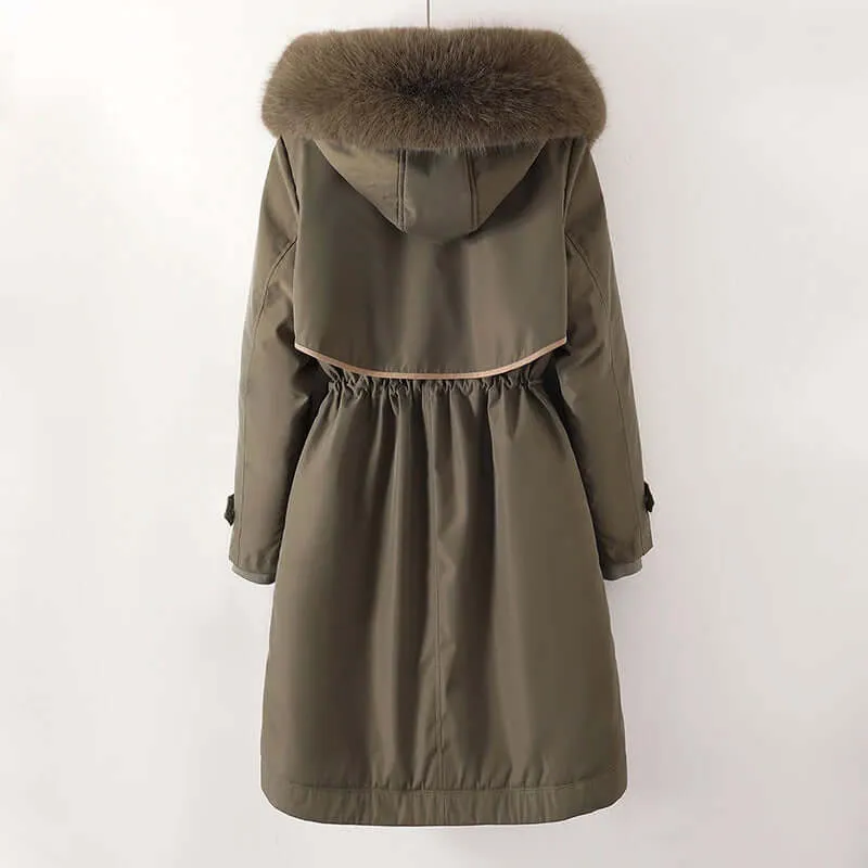 Women's Hooded Winter Parka with Drawstring