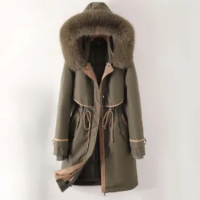 Women's Hooded Winter Parka with Drawstring