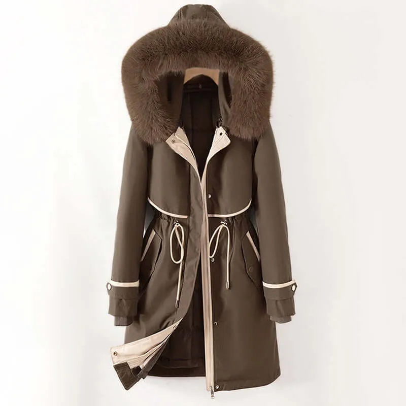 Women's Hooded Winter Parka with Drawstring
