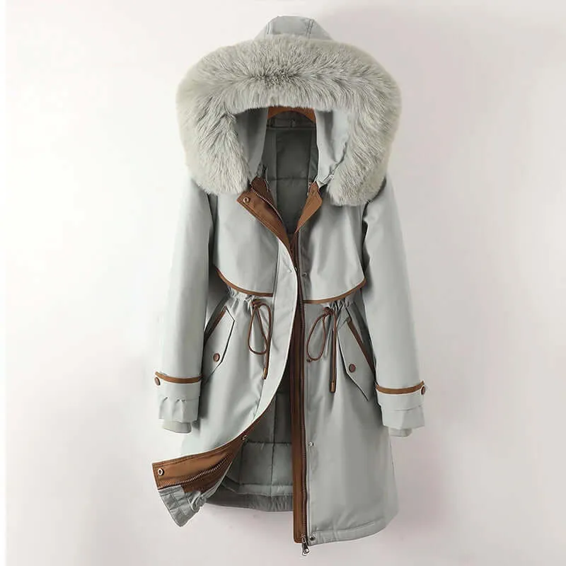 Women's Hooded Winter Parka with Drawstring