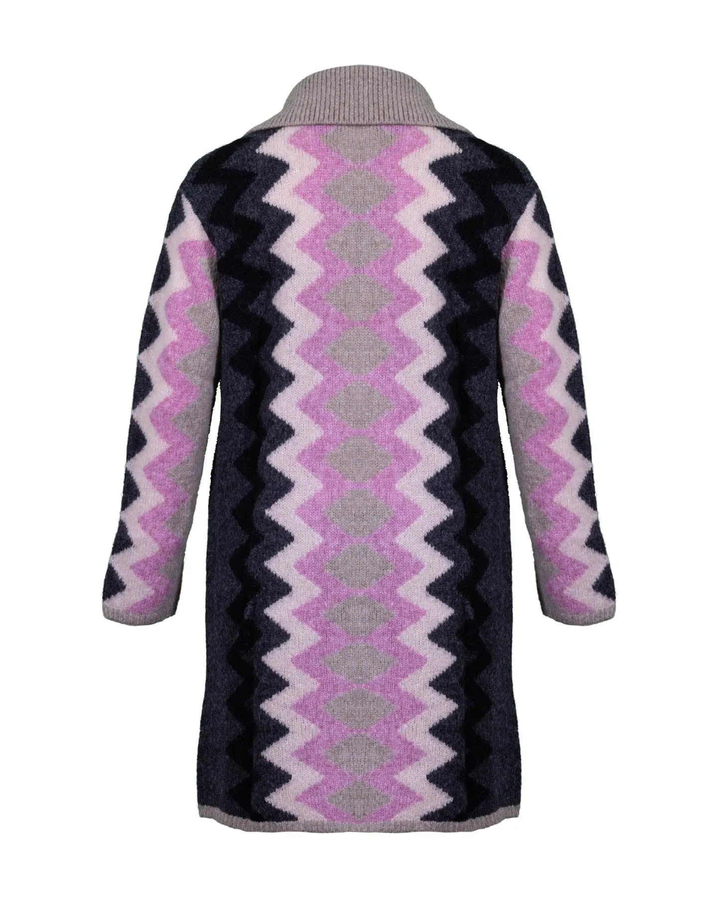 Zig Zag Print Long Cardigan