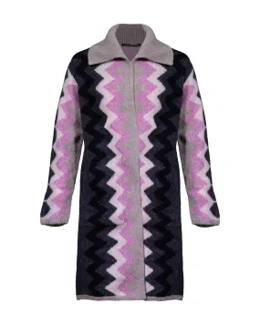 Zig Zag Print Long Cardigan