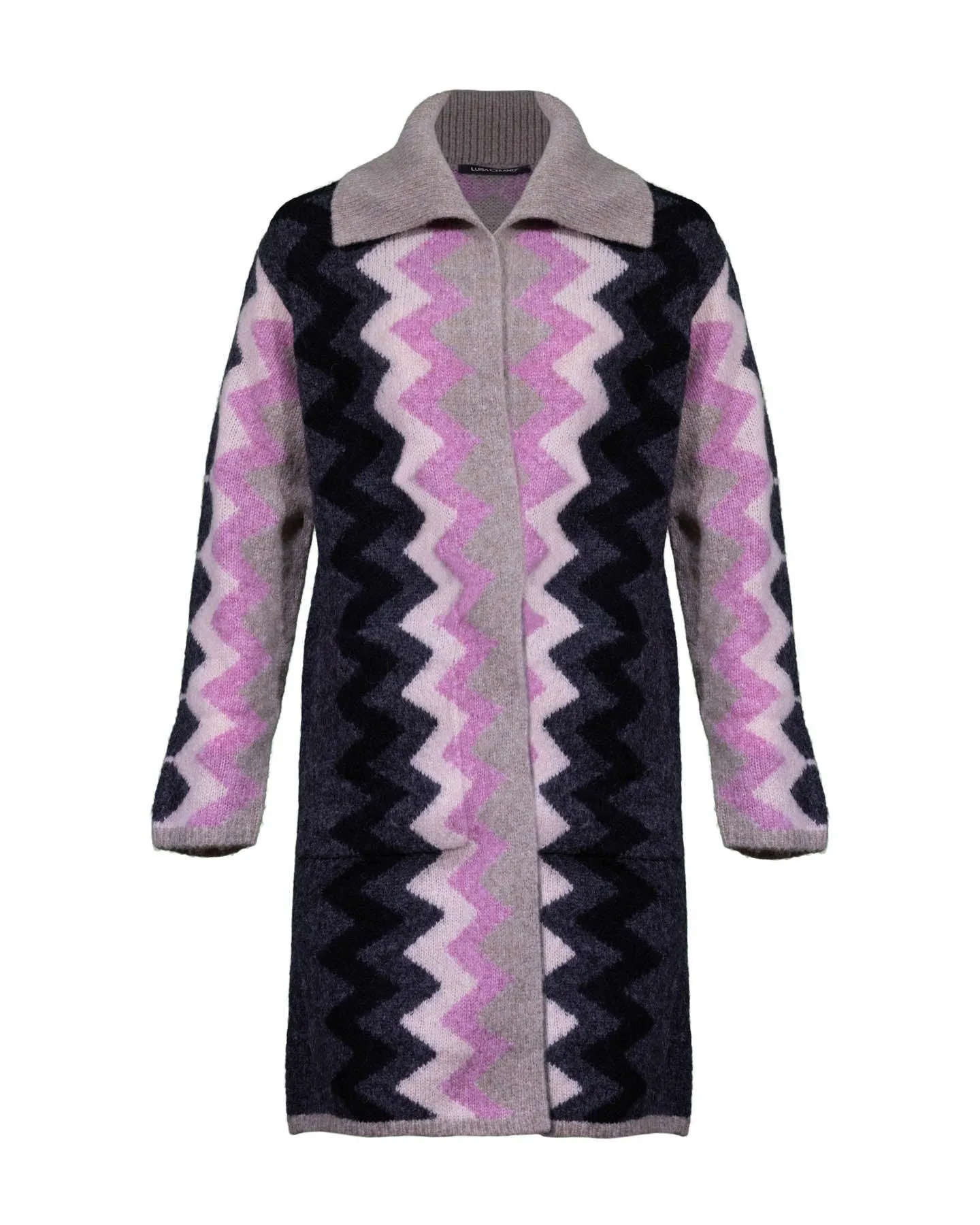 Zig Zag Print Long Cardigan